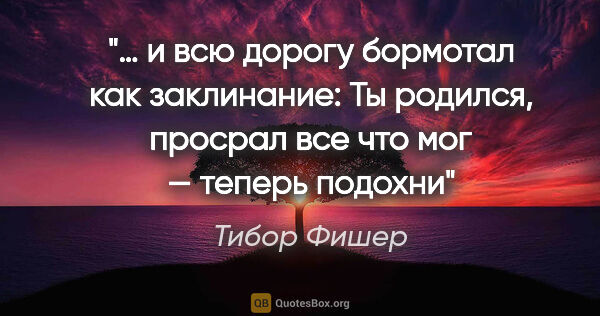 Тибор Фишер цитата: "… и всю дорогу бормотал как заклинание:" Ты родился, просрал..."