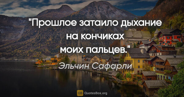 Эльчин Сафарли цитата: "Прошлое затаило дыхание на кончиках моих пальцев."