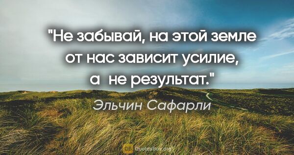 Эльчин Сафарли цитата: "Не забывай, на этой земле от нас зависит усилие, а не результат."