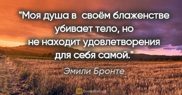 Эмили Бронте цитата: "Моя душа в своём блаженстве убивает тело, но не находит..."