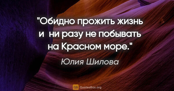 Юлия Шилова цитата: "Обидно прожить жизнь и ни разу не побывать на Красном море."