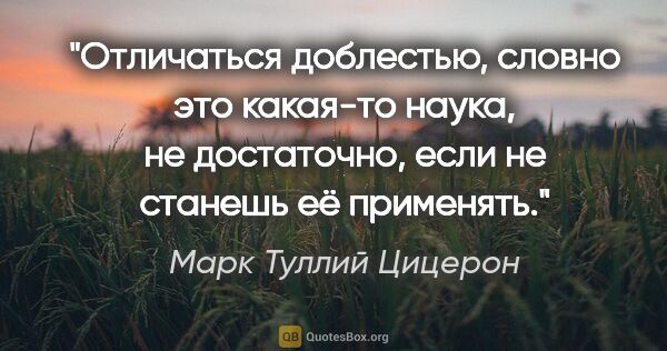 Марк Туллий Цицерон цитата: "Отличаться доблестью, словно это какая-то наука, не..."