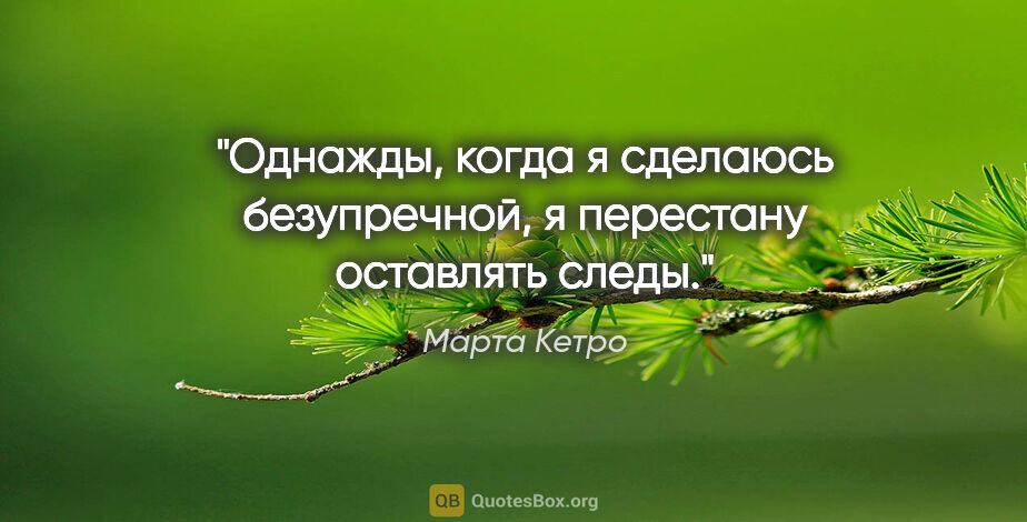 Марта Кетро цитата: "Однажды, когда я сделаюсь безупречной, я перестану оставлять..."