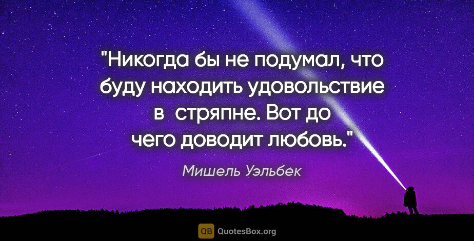 Мишель Уэльбек цитата: "Никогда бы не подумал, что буду находить удовольствие..."