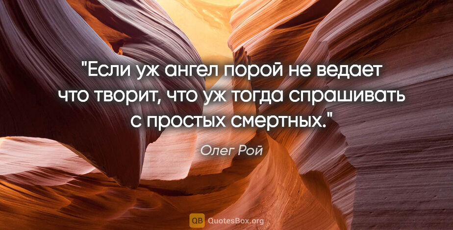 Олег Рой цитата: "Если уж ангел порой не ведает что творит, что уж тогда..."