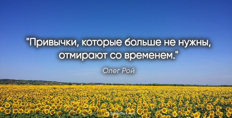 Олег Рой цитата: "Привычки, которые больше не нужны, отмирают со временем."