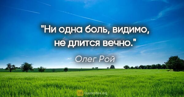 Олег Рой цитата: "Ни одна боль, видимо, не длится вечно."