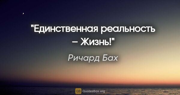 Ричард Бах цитата: "Единственная реальность – Жизнь!"