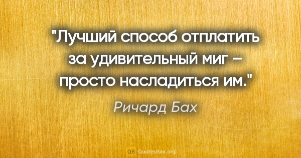 Ричард Бах цитата: "Лучший способ отплатить за удивительный миг – просто..."