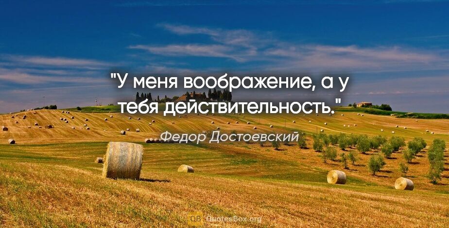 Федор Достоевский цитата: "У меня воображение, а у тебя действительность."