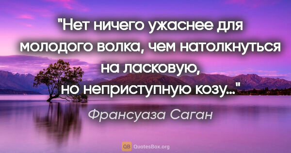 Франсуаза Саган цитата: "Нет ничего ужаснее для молодого волка, чем натолкнуться на..."