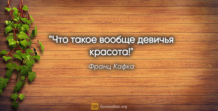 Франц Кафка цитата: "Что такое вообще девичья красота!"