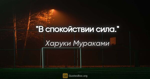 Харуки Мураками цитата: "В спокойствии сила."