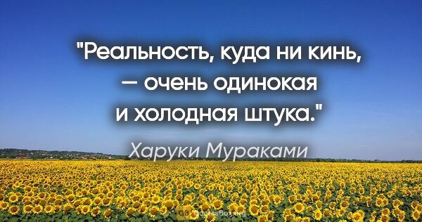 Харуки Мураками цитата: "Реальность, куда ни кинь, — очень одинокая и холодная штука."